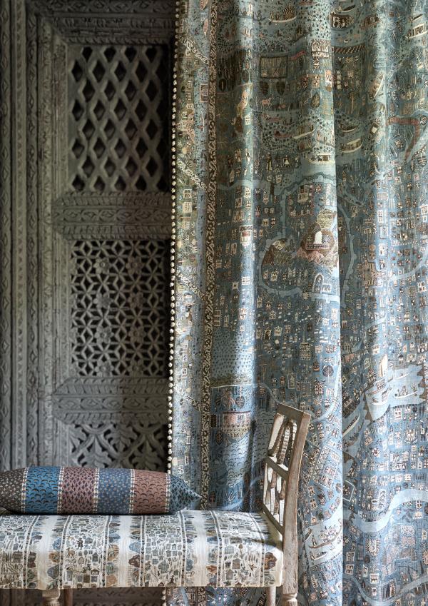 THE MAP Maxi Blue Almond, RAVI RIBBON Aqua Vita, ASHA STRIPE Blue Almond
