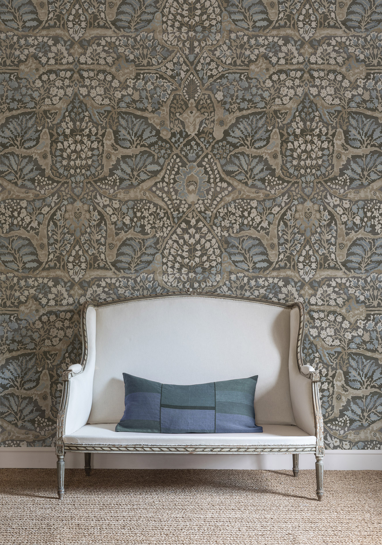 Alhambra Persian wallpaper in living room, lewis and wood