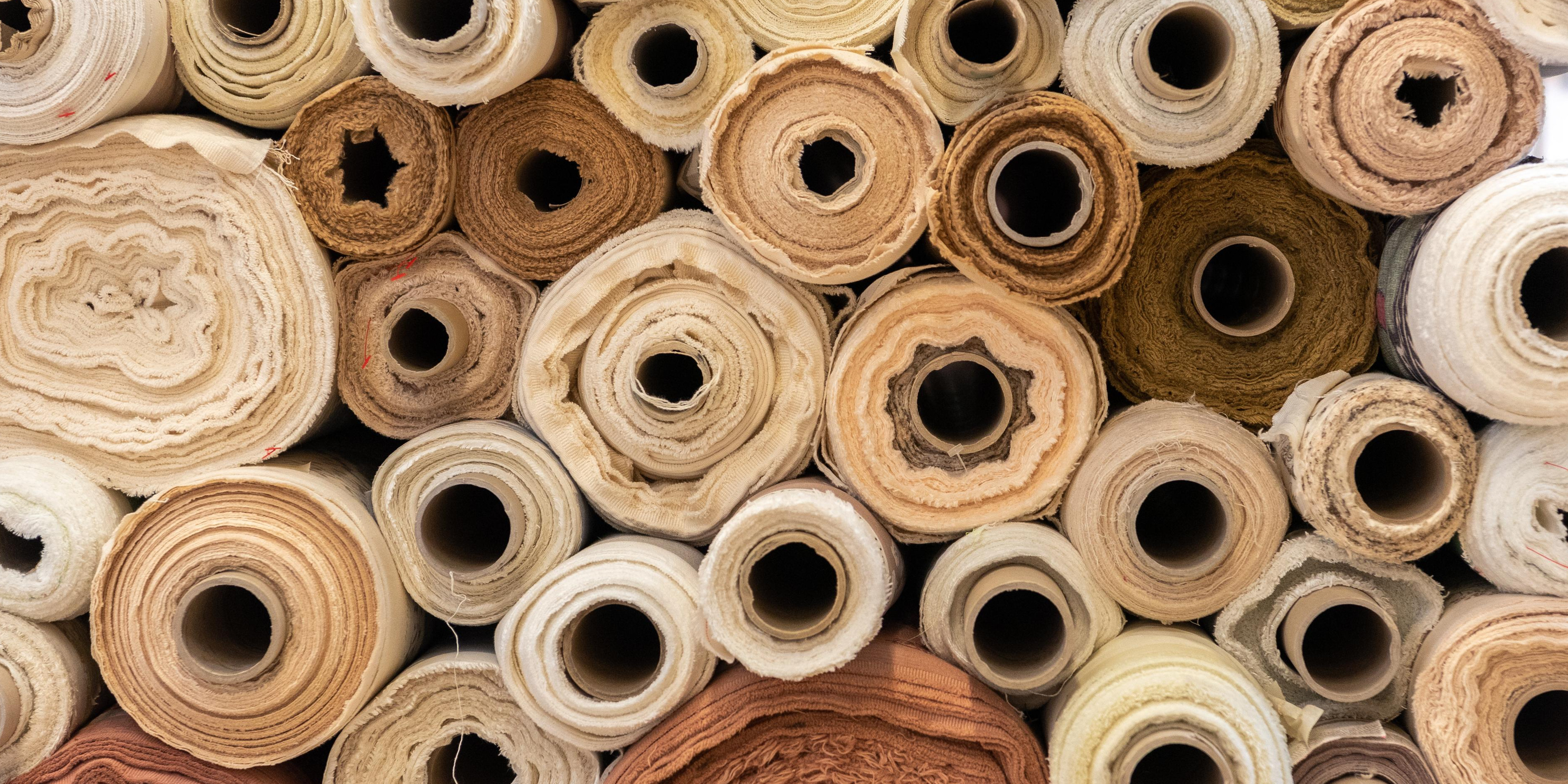 rolls of lewis and wood fabric