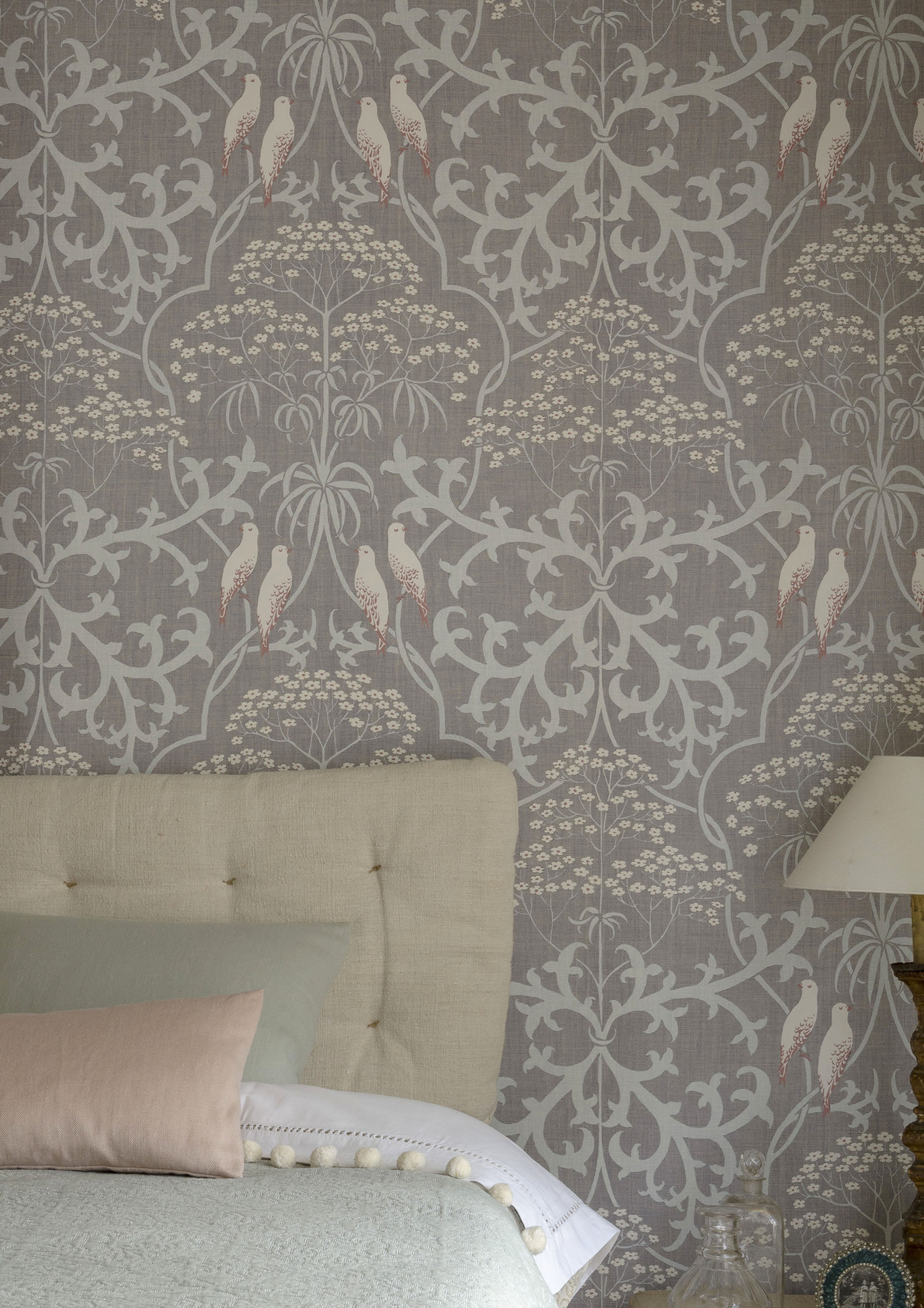 lewis and wood bella wallpaper in bedroom