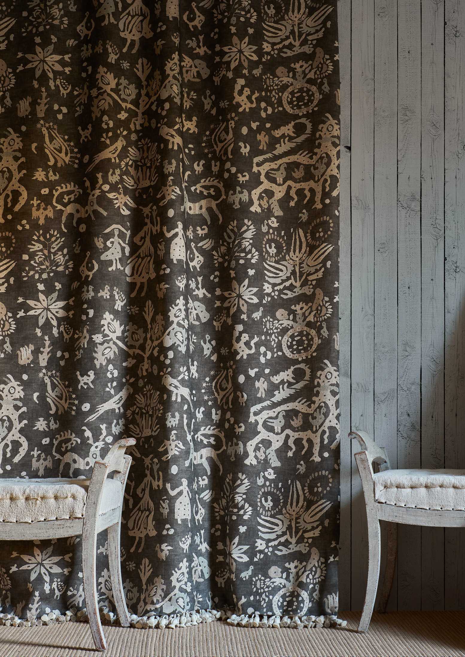 iliad dark curtain with abstract animals lewis and wood