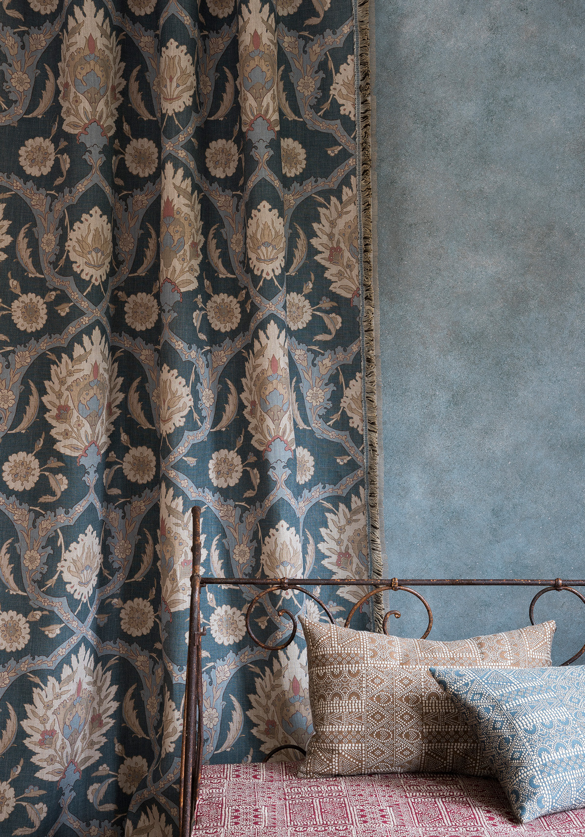 Damascus curtain in room, lewis and wood
